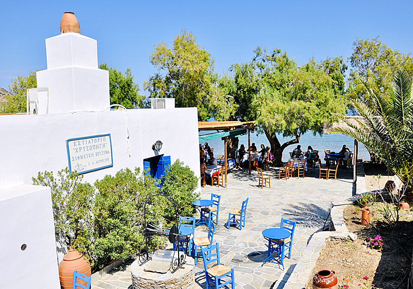 Taverna Chrisopigi on Apokofto beach on Sifnos in Greece.