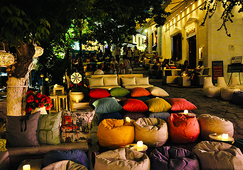 Bars with fluffy pillows in Skiathos.