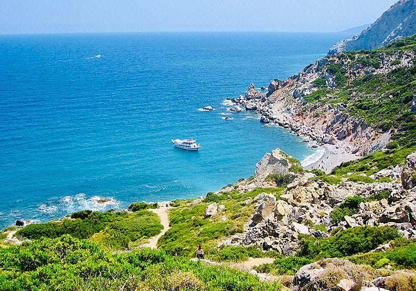 View of Kastro beach from the rock where the old capital of Skiathos was located.