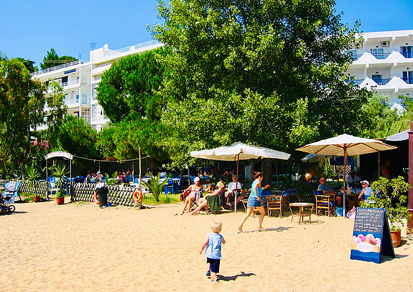 Hotels, tavernas and restaurants on Kolios beach.