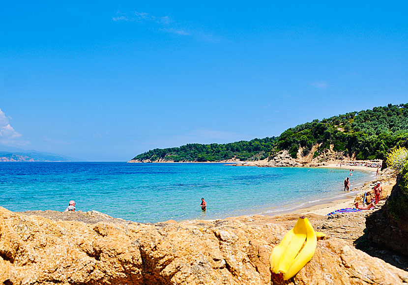 Little Banana beach on Skiathos in Greece.