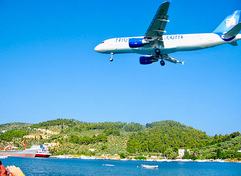 Photograph aircraft from Skiathos Airport.