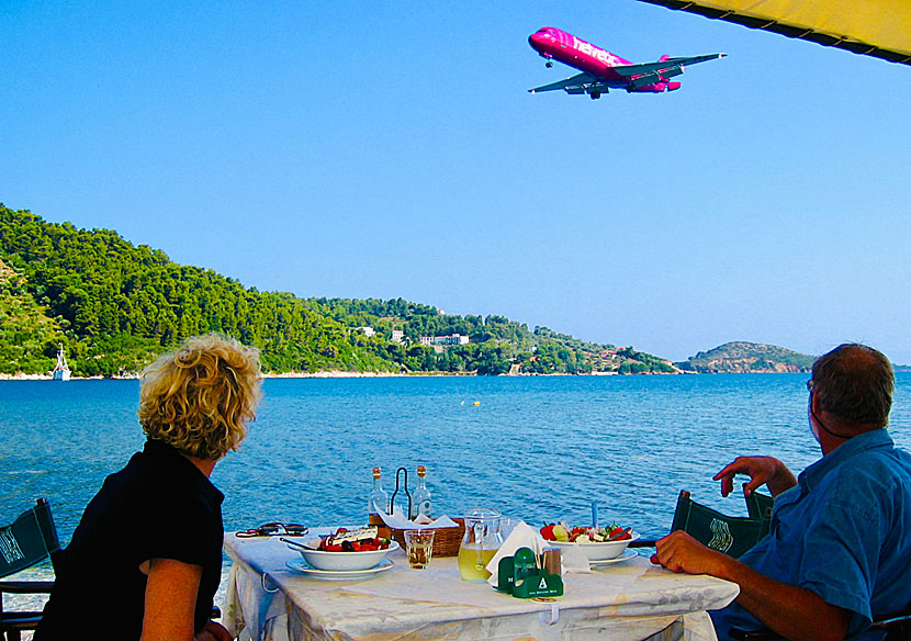 Plane spotting with lunch at Mylos Taverna in Skiathos town.