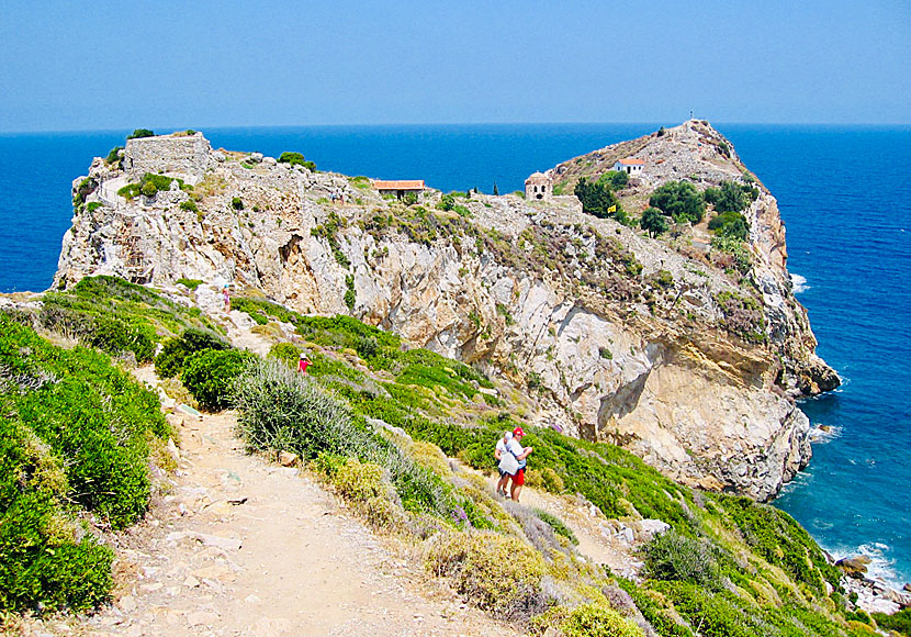 The old capital of Skiathos, Kastro, is located on a rock high above the sea.