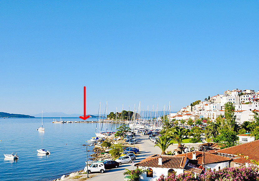 The port in Skiathos town.