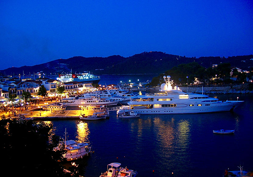 Fish restaurants on the island of Skiathos in Greece.