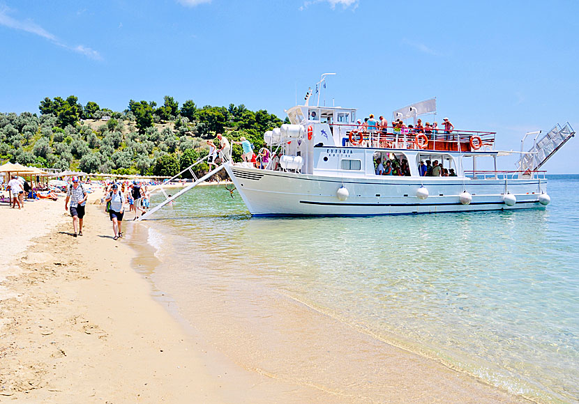 Beach boat at Troulos beach on Skiathos.