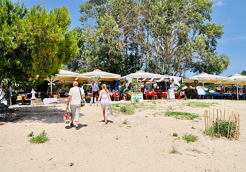 Good restaurants and tavernas above Troulos beach on the island of Skiathos in Greece.