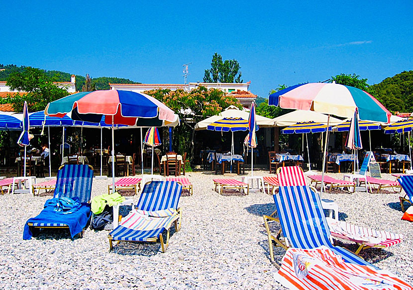 Good tavernas and restaurants in Panormos on Skopelos.