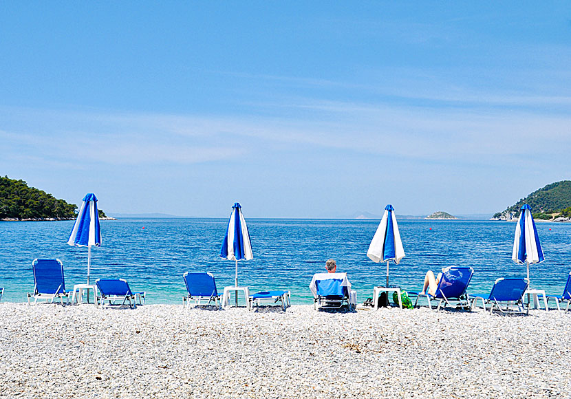 The beach of Panormos is one of Skopelos best beaches.