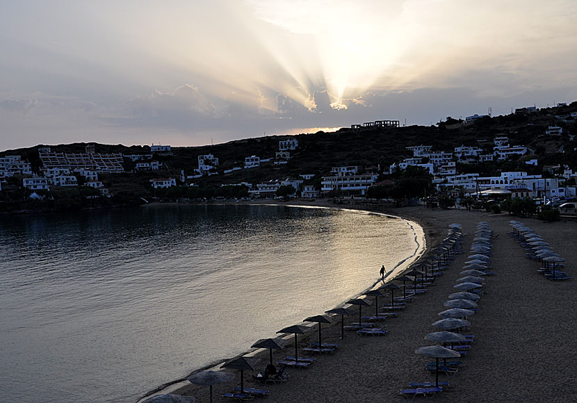The sunset in Batsi on Andros.