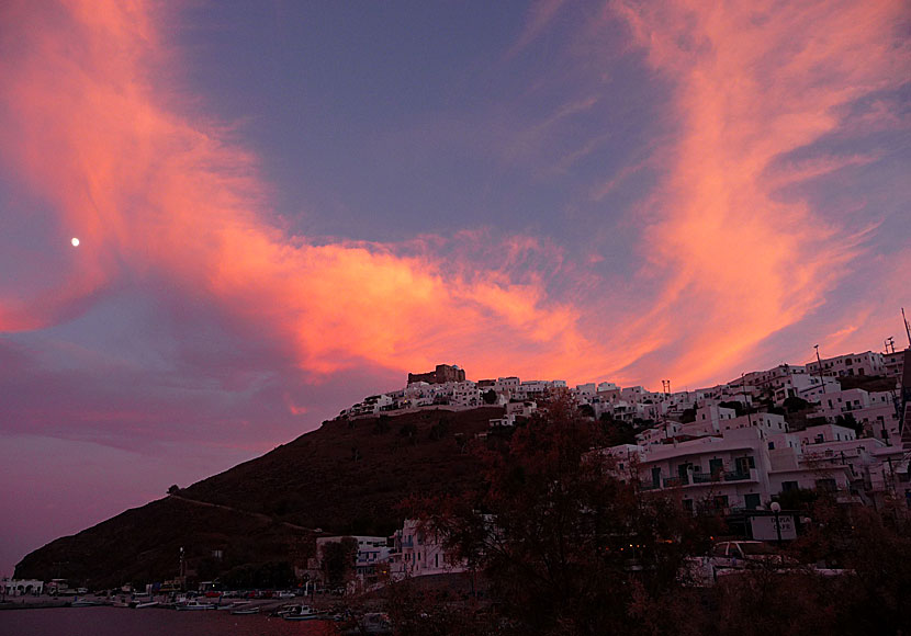 The sunset in Chora on Astypalea.