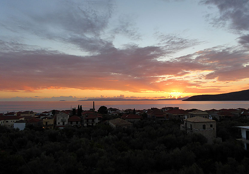 The sunset in Kardamili in Peloponnese.
