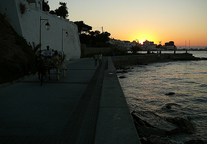 The sunset in Spetses Town on Spetses.