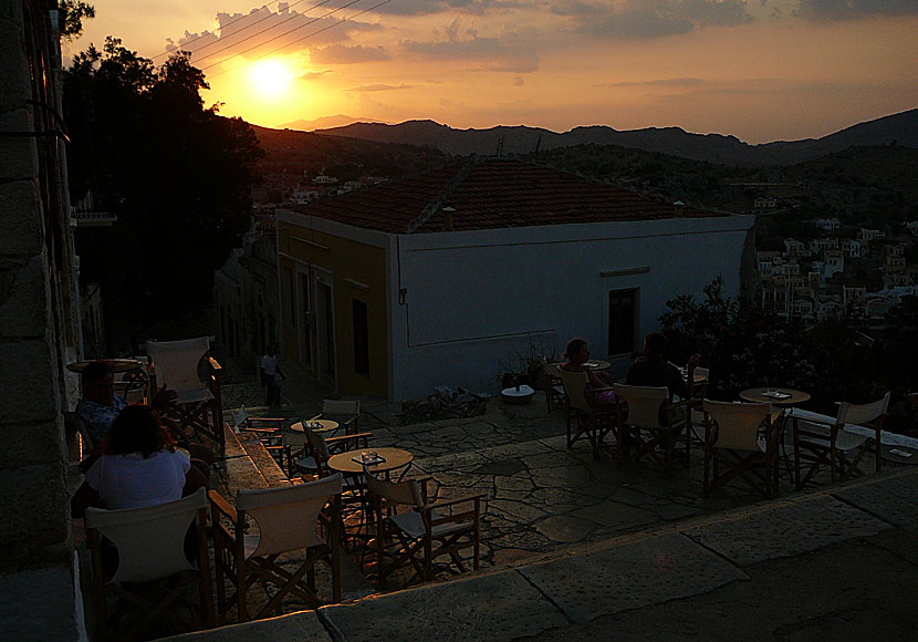 The sunset in Chorio on Symi.