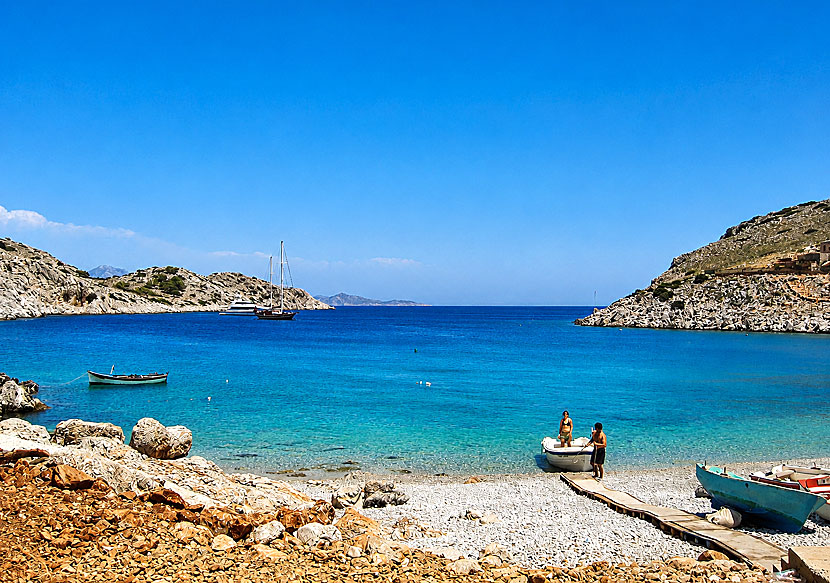 Marathounda beach on Symi in Greece.