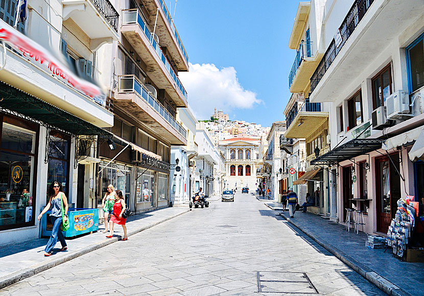 One of the marble streets of Ermoupolis.