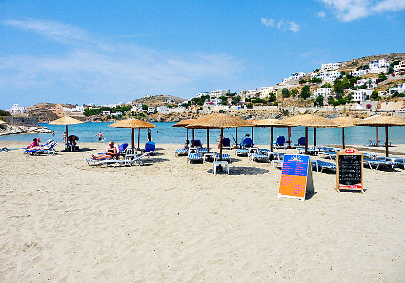 The beach in Vari in Syros island.