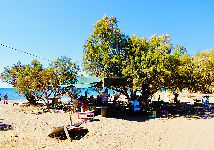 One of the canteens at Eristos beach in Tilos.