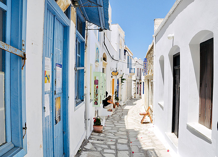 One of the many beautiful alleys in the marble village Pyrgos in Tinos.