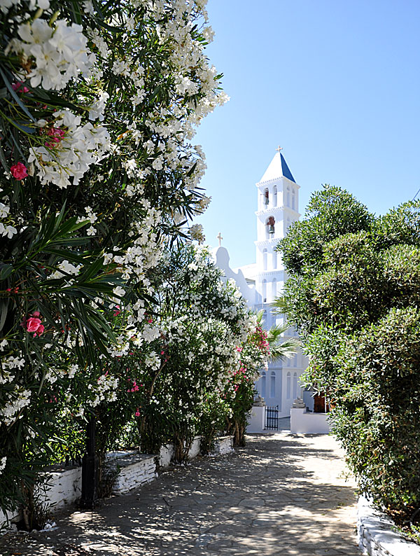 The church and the only "road" into the village of Smardakito in Tinos island in Greece.
