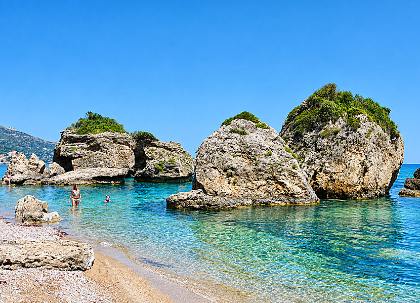 The rocks at Porto Zoro beach on Zakynthos.