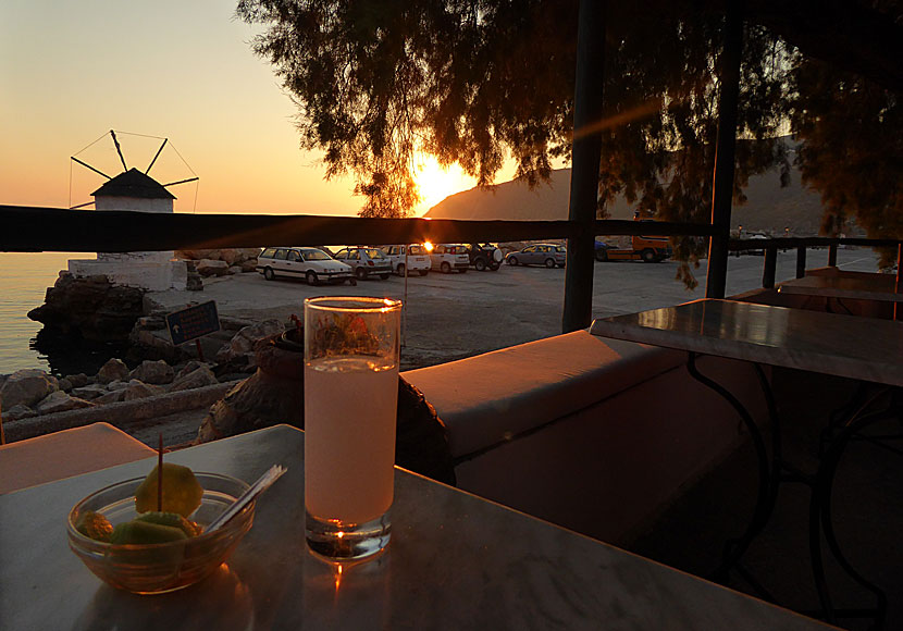 No milk today with Hermans Hermits while they are looking at the sunset in Aegiali on Amorgos.