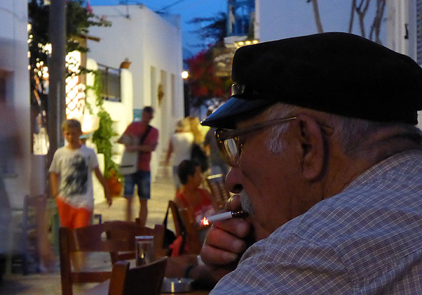 Smoke gets in your eyes with The Platters in Chora on Koufonissi in Greece.