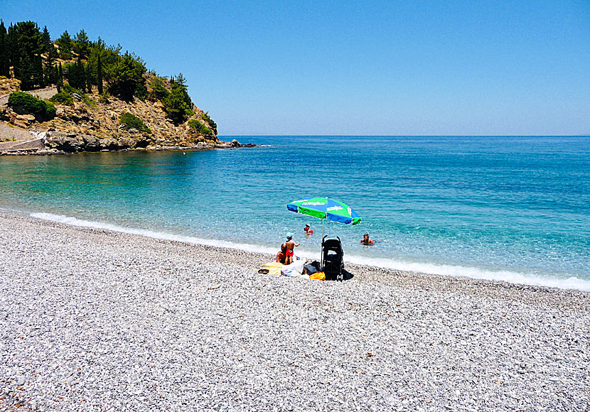 Nagos beach on northeastern Chios in Greece is perfect for families with small children.