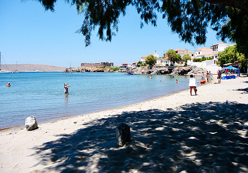 In the village of Sigri in Lesvos there is a nice beach, an interesting fortress, good hotels and restaurants.