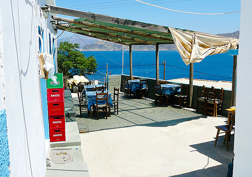 Tavernas, cafes and minimarket in the village of Thimena on the island of Thimena.