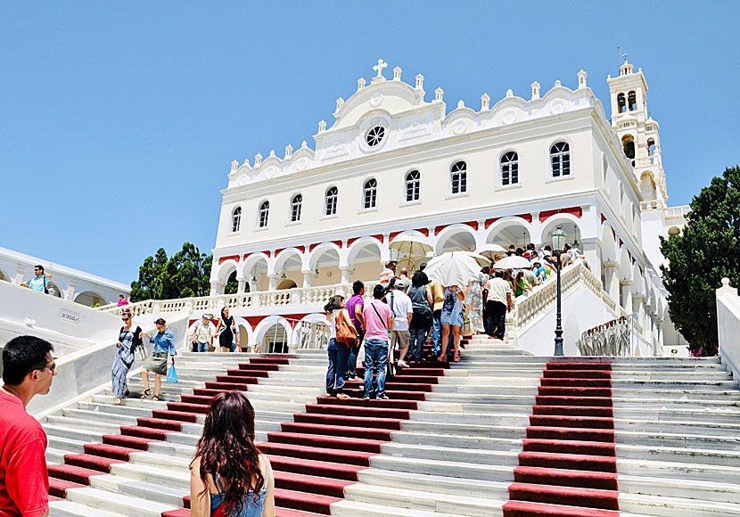 Panagia Evangelistria on Tinos is Greece's most important church and is visited by pilgrims from all over country.
