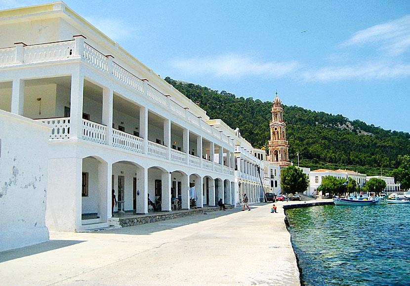 Taxiarchis Panormitis Monastery on Symi in Greece is the island's most important attraction.