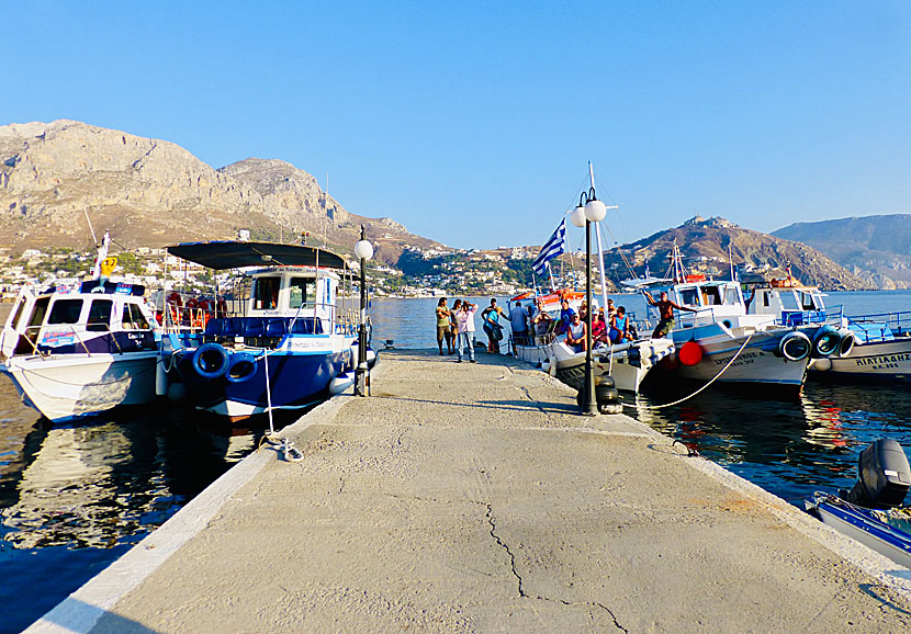 The port in Telendos and the boats that goes to Myrties on Kalymnos.