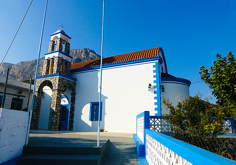 The beautiful church near the beach Hohlakas on Telendos.