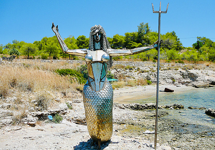 The mermaid on Spetses in Greece.