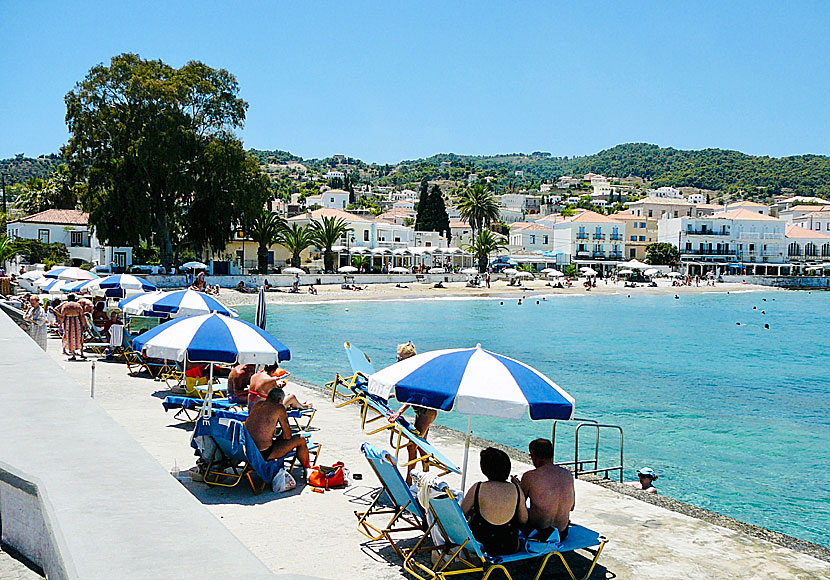 Beaches in Spetses town in Greece.