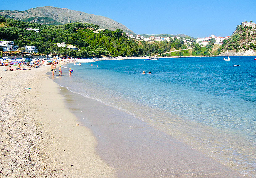 Valtos beach and Kastro in Parga on the Greek mainland.